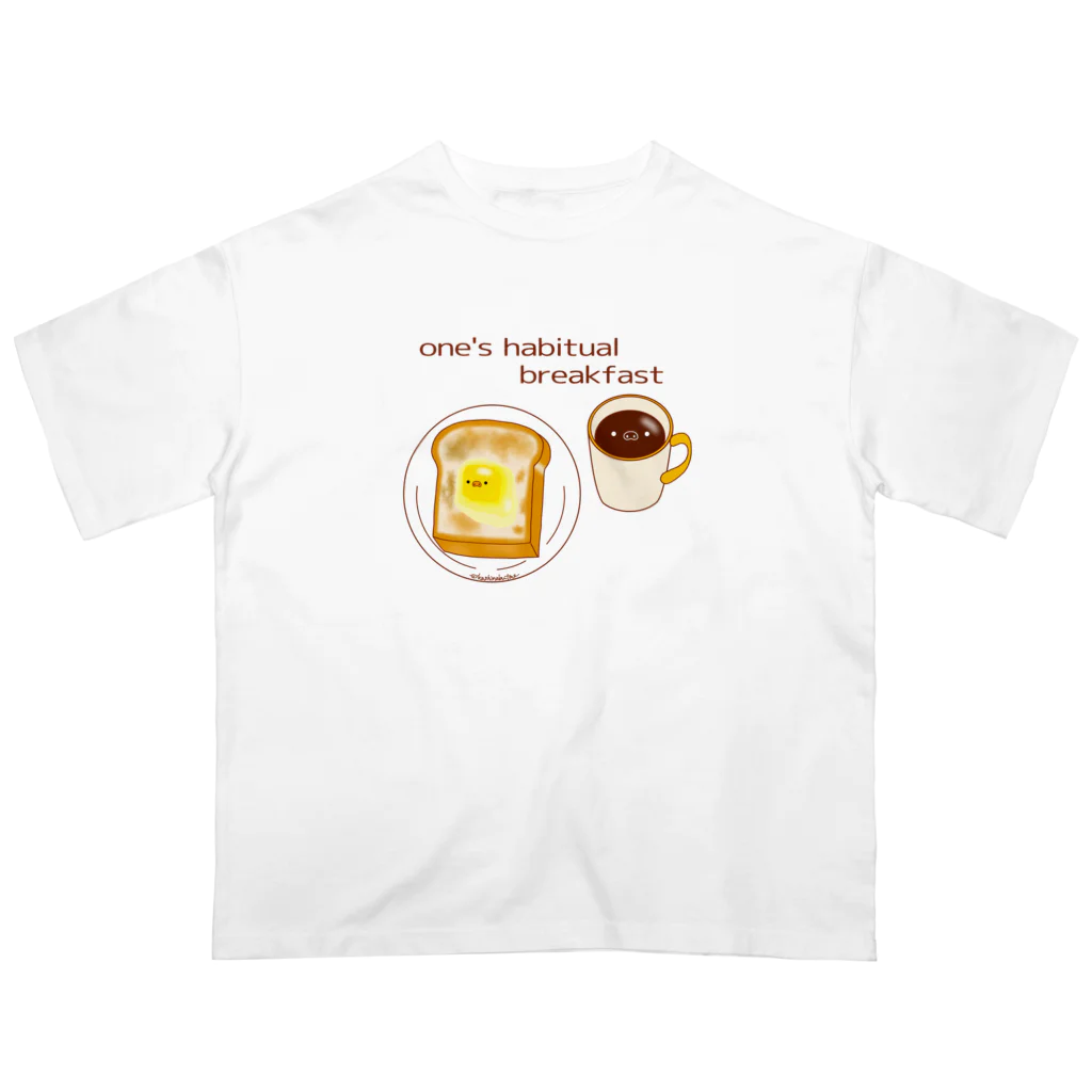 Draw freelyのいつもの朝食　洋 オーバーサイズTシャツ