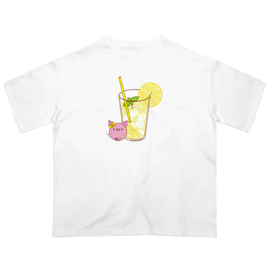 Draw freelyのレモネードとぶたくん オーバーサイズTシャツ