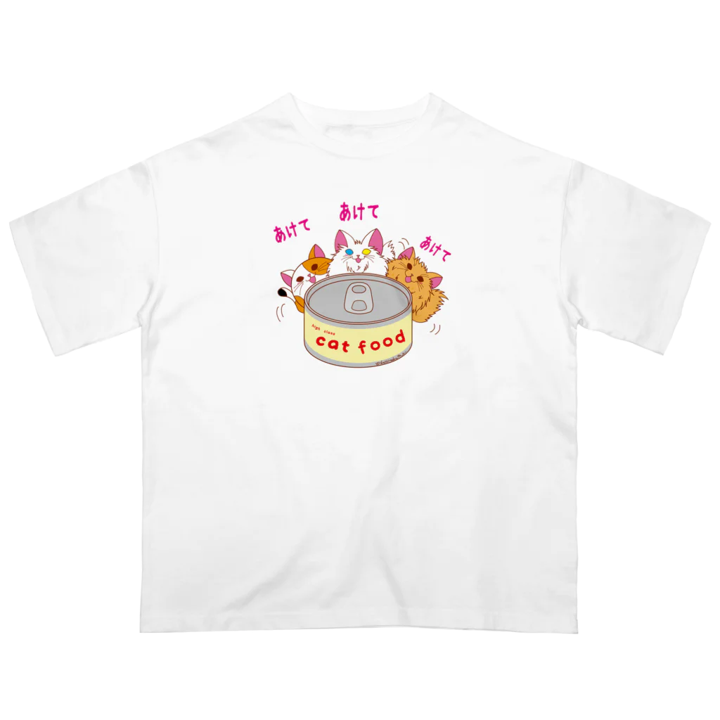 Draw freelyの猫缶あけて オーバーサイズTシャツ