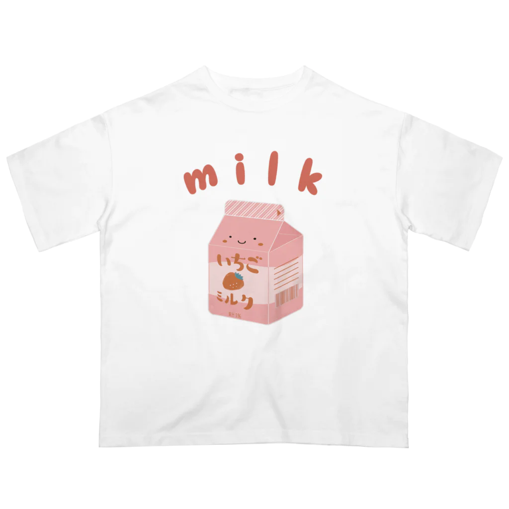 ひるね本箱　Hirune Honbako のいちごミルク オーバーサイズTシャツ