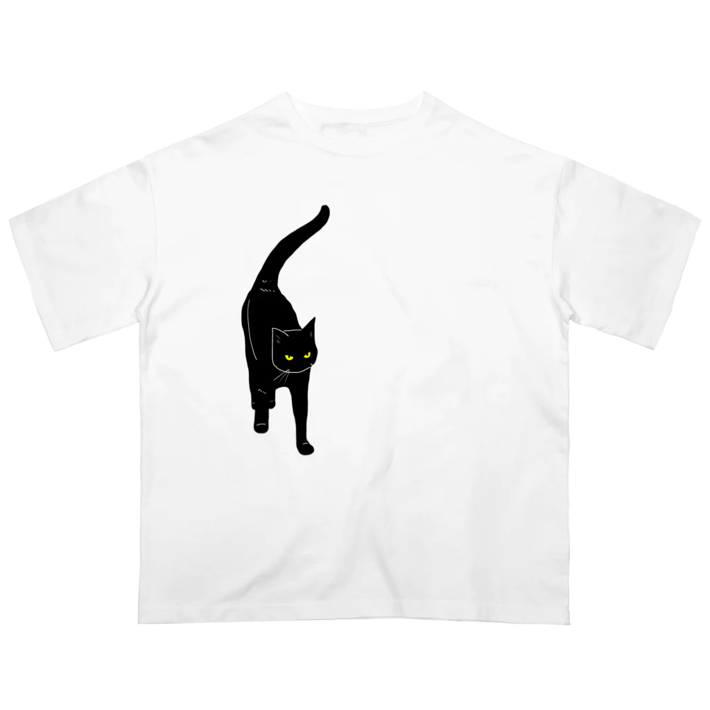 小鳥と映画館の黒猫が来る そして去る 右胸バージョン オーバーサイズTシャツ