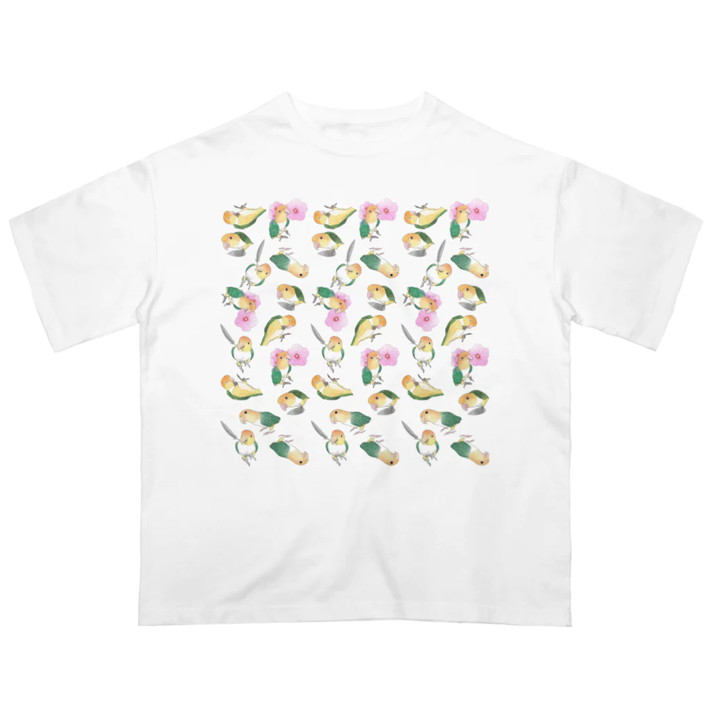 まめるりはことりのたっぷりシロハラインコちゃん【まめるりはことり】 オーバーサイズTシャツ