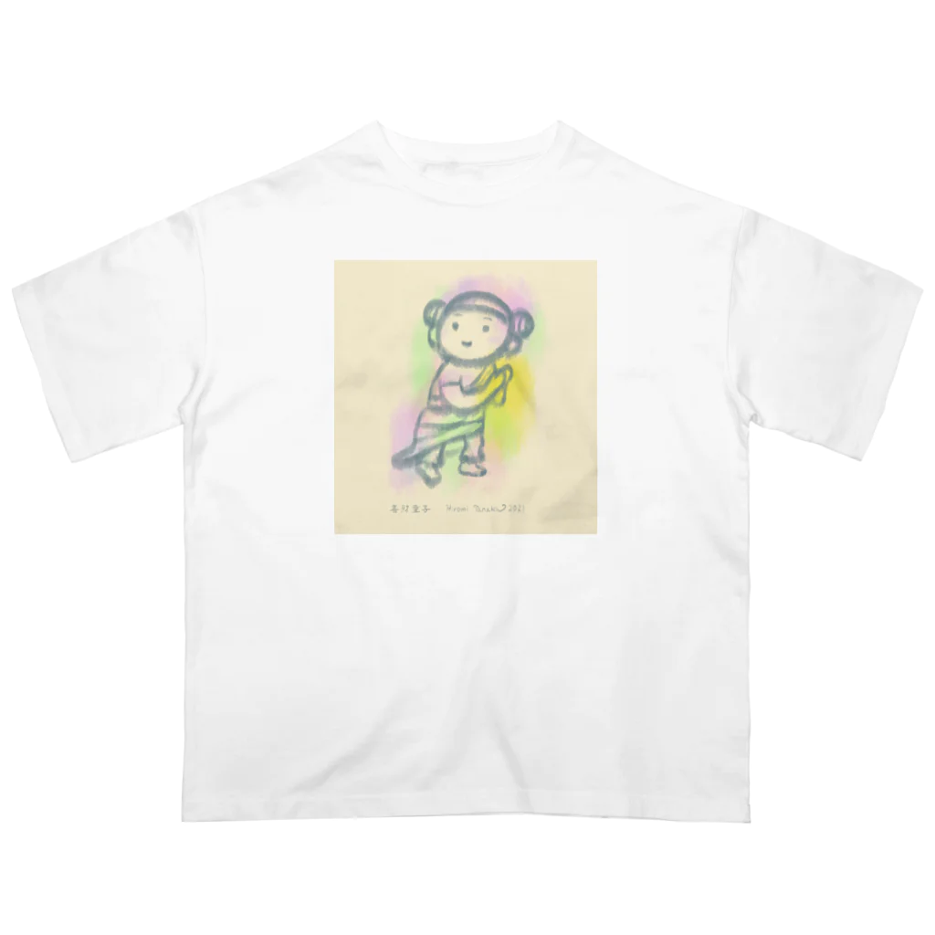 田中ひろみ(usagitv)のゆる仏画「善財童子」 オーバーサイズTシャツ