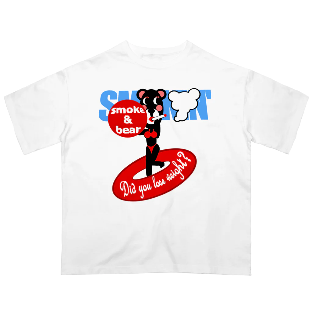 オリジナルデザインTシャツ　SMOKIN'のセクシーモクモックマinビーチ 黒 オーバーサイズTシャツ