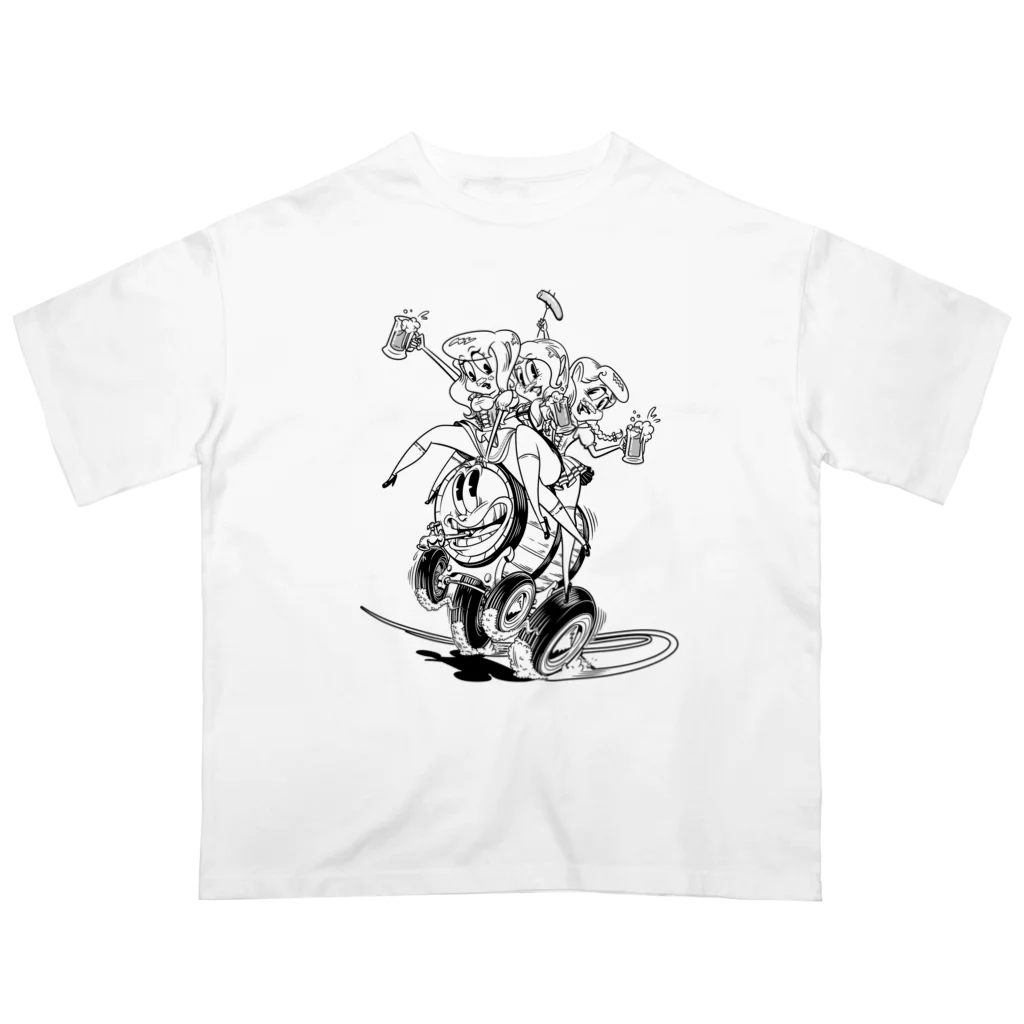 nidan-illustrationの"WHITE MUSTACHE CLUB"(タイトルなし) オーバーサイズTシャツ