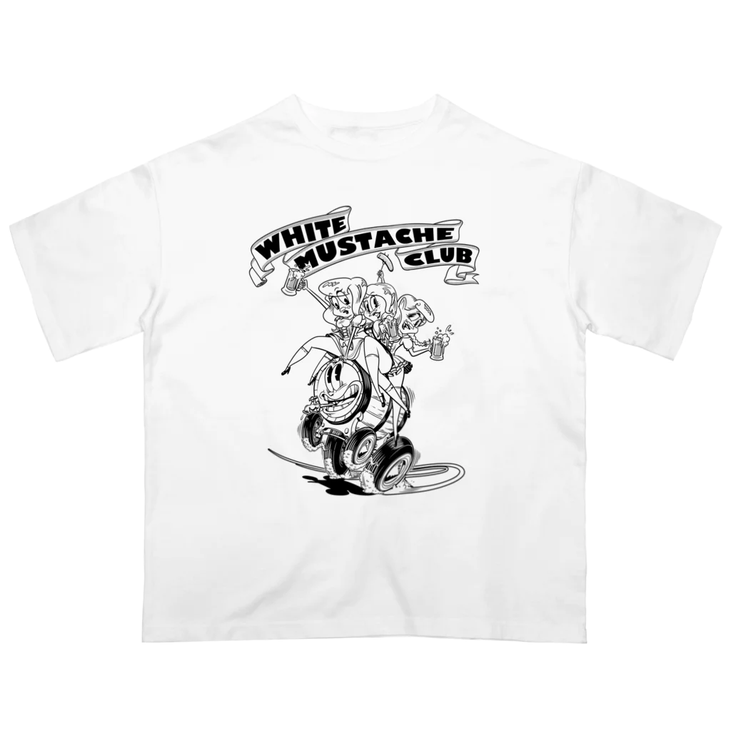 nidan-illustrationの"WHITE MUSTACHE CLUB"(タイトルなし)) オーバーサイズTシャツ