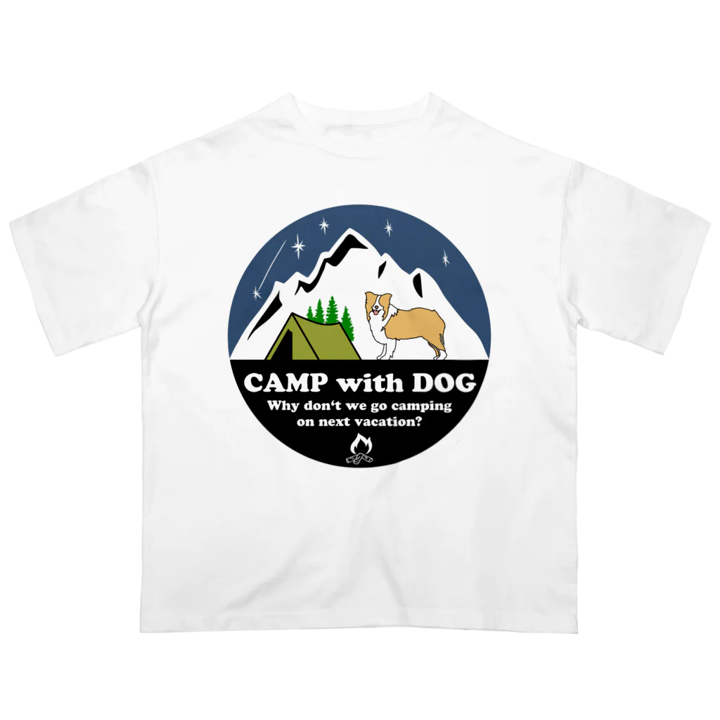 Kazunari0420のCamp with dog (ボーダーコリー　レッド） オーバーサイズTシャツ