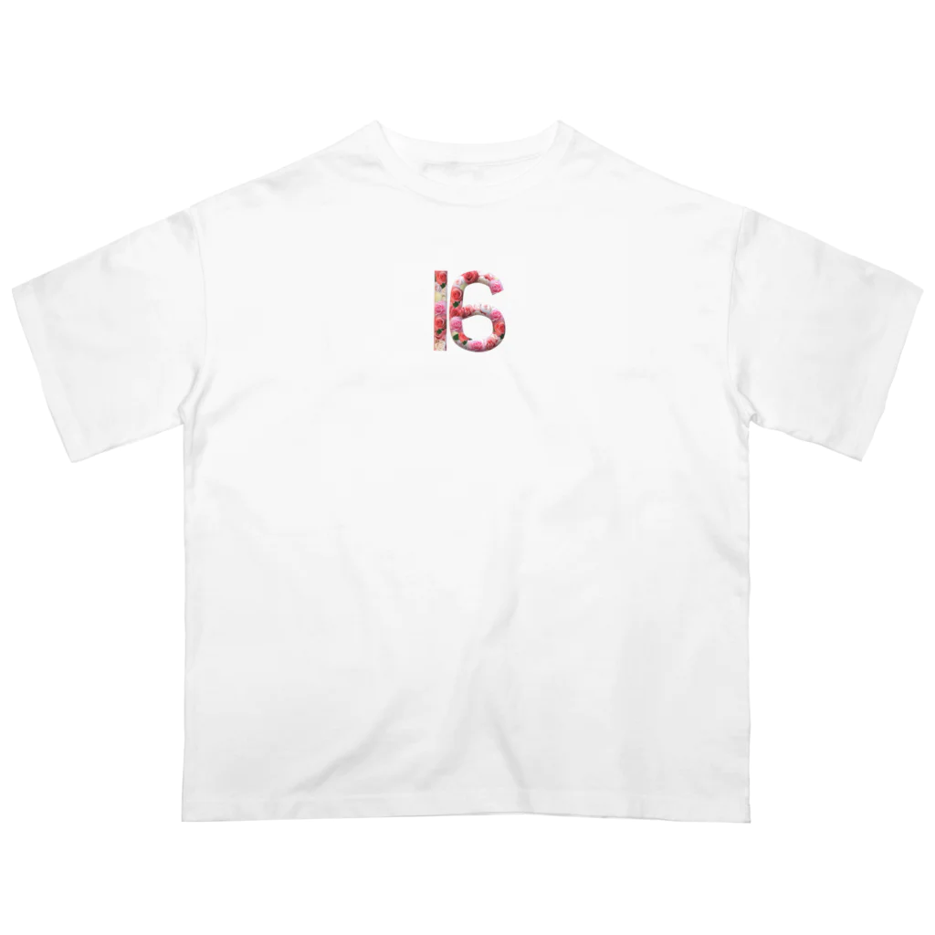 カラフルマルシェのフラワー数字シリーズ「16」 Oversized T-Shirt