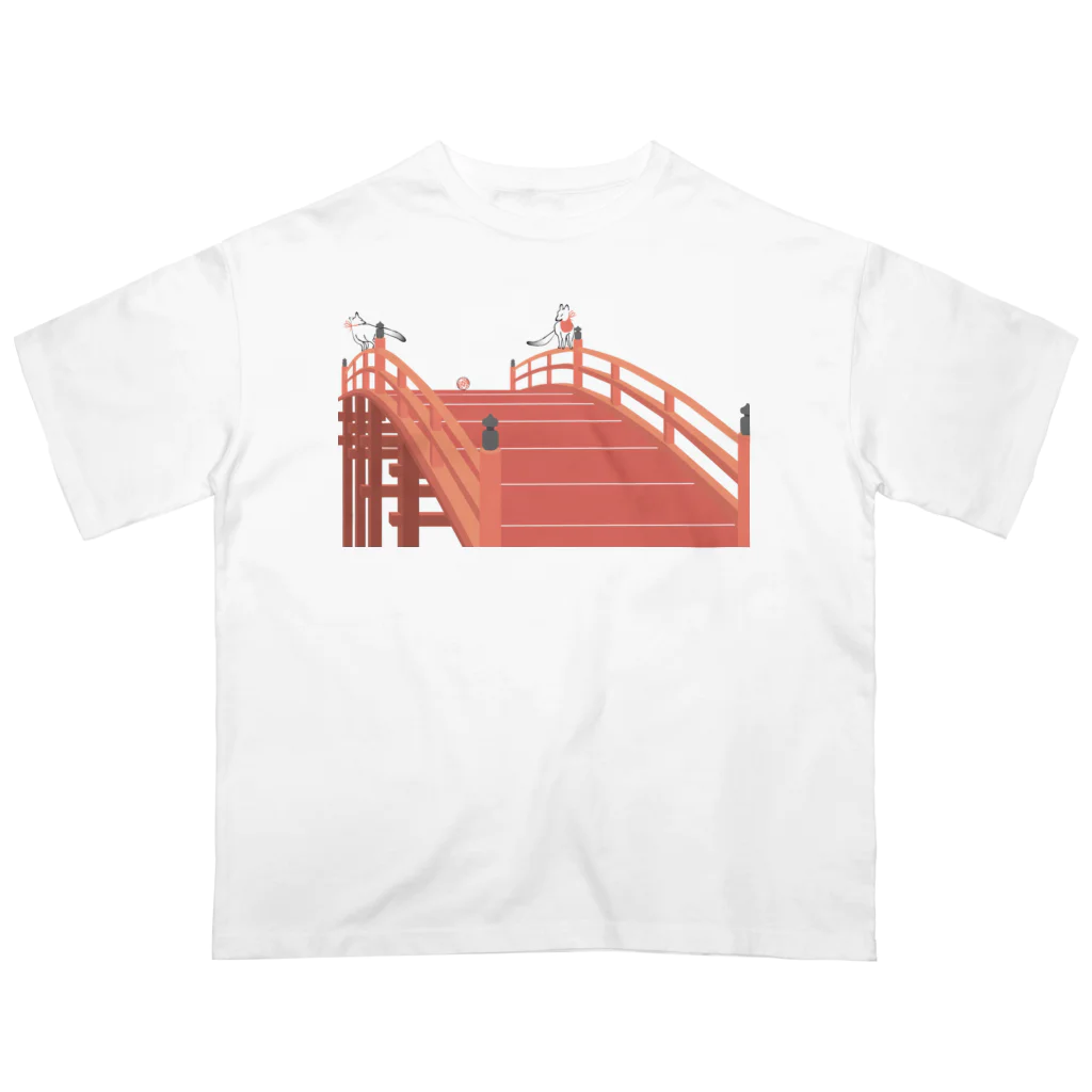 Amiの狐の赤太鼓橋 オーバーサイズTシャツ