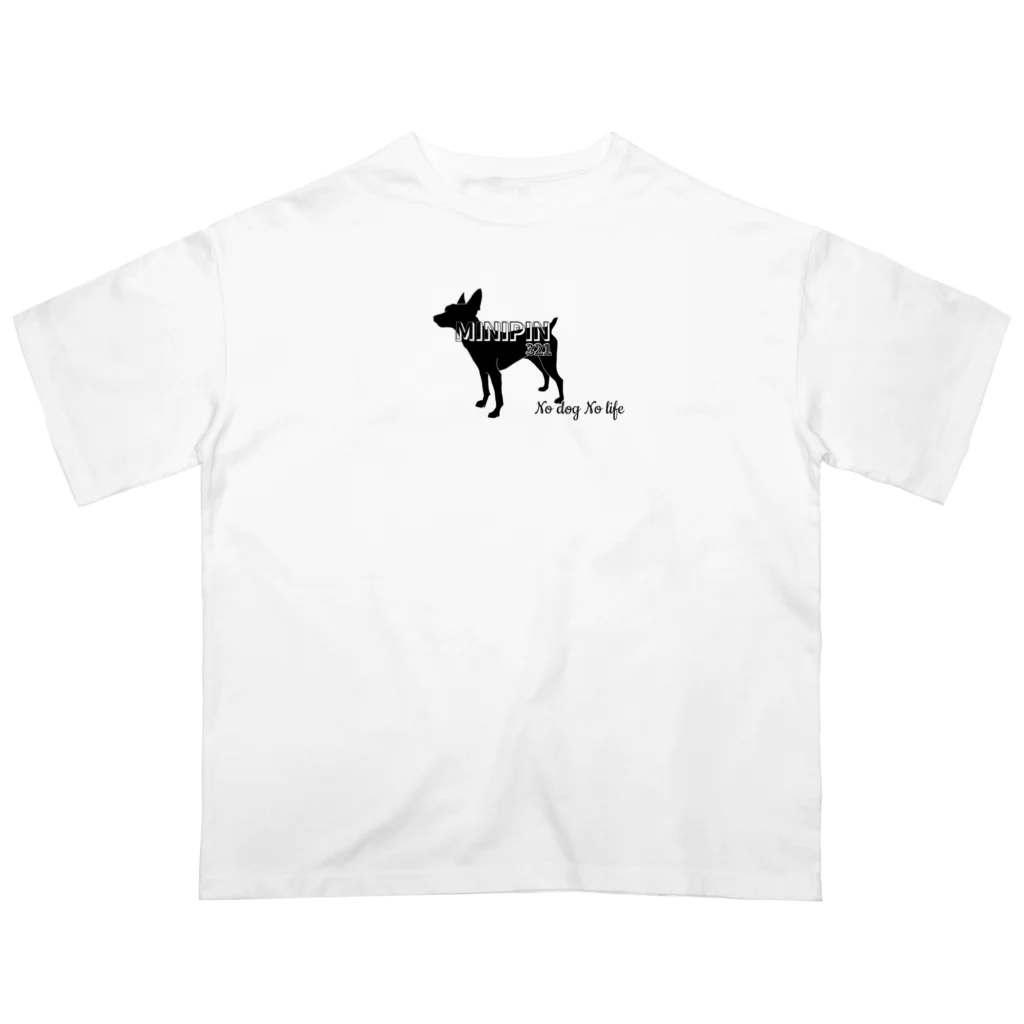 ハデ犬グッズ部門のミニピンシルエット Oversized T-Shirt