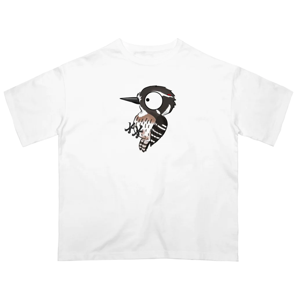 とりみちゃんの野鳥グッズのお店のコゲラ オーバーサイズTシャツ