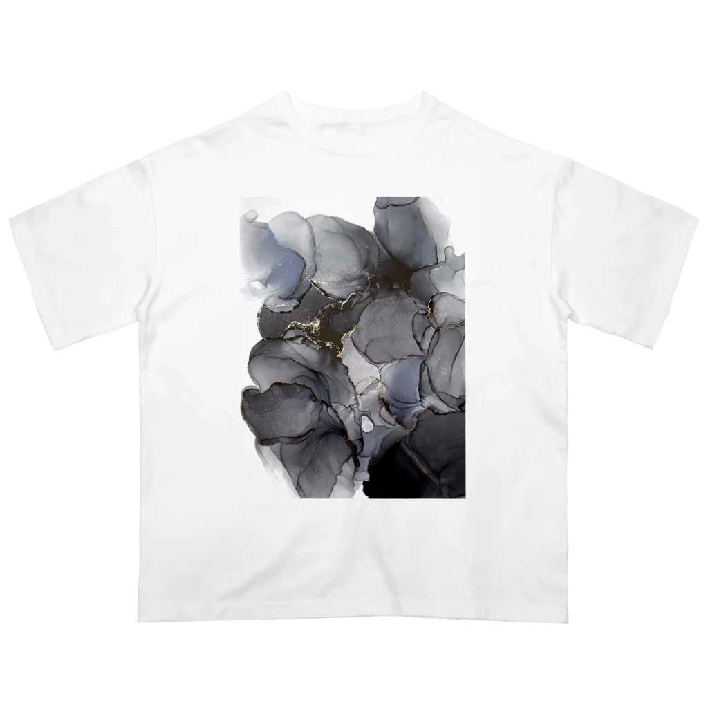美（utsukushi）のモノクロ大理石調 Oversized T-Shirt