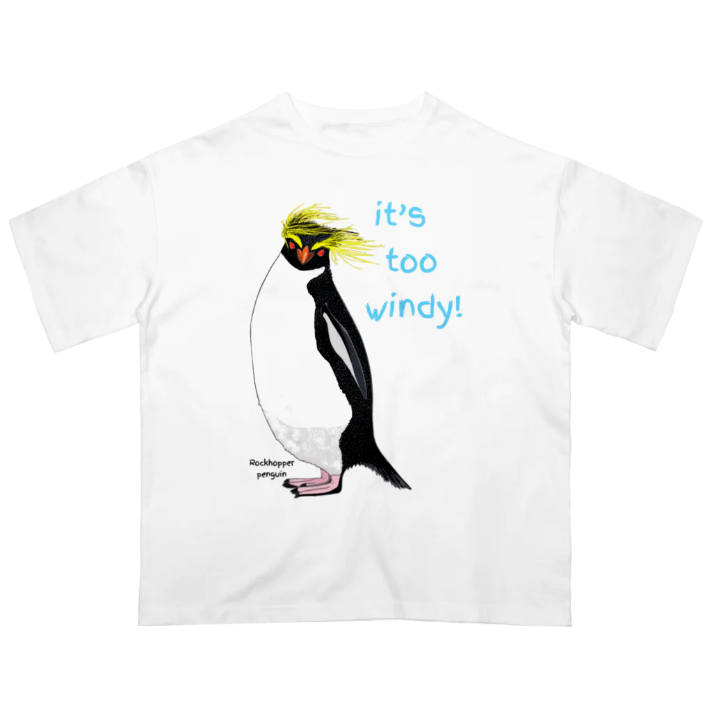 LalaHangeulのRockhopper penguin　(イワトビペンギン) オーバーサイズTシャツ