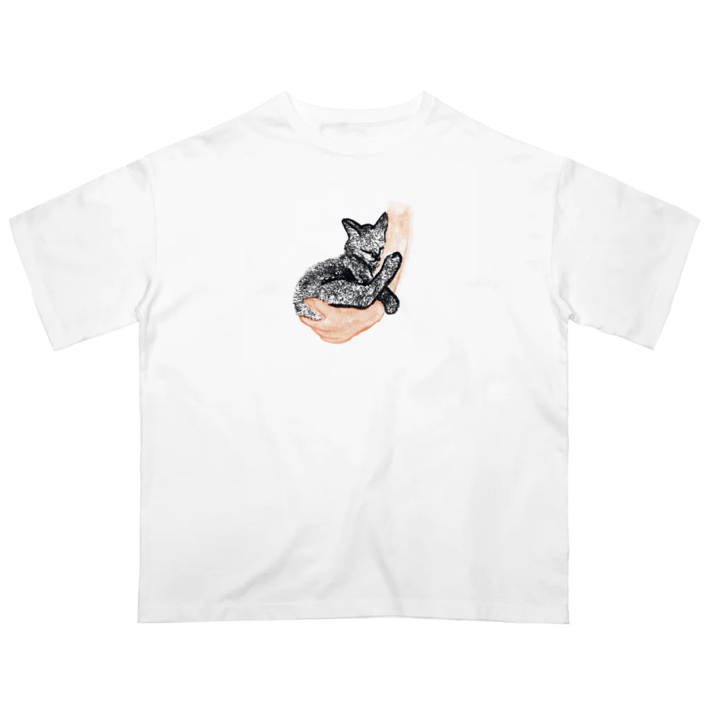 shokomumuのあったかいとあったかい。好きと好きが混ざり合う。猫と人 オーバーサイズTシャツ