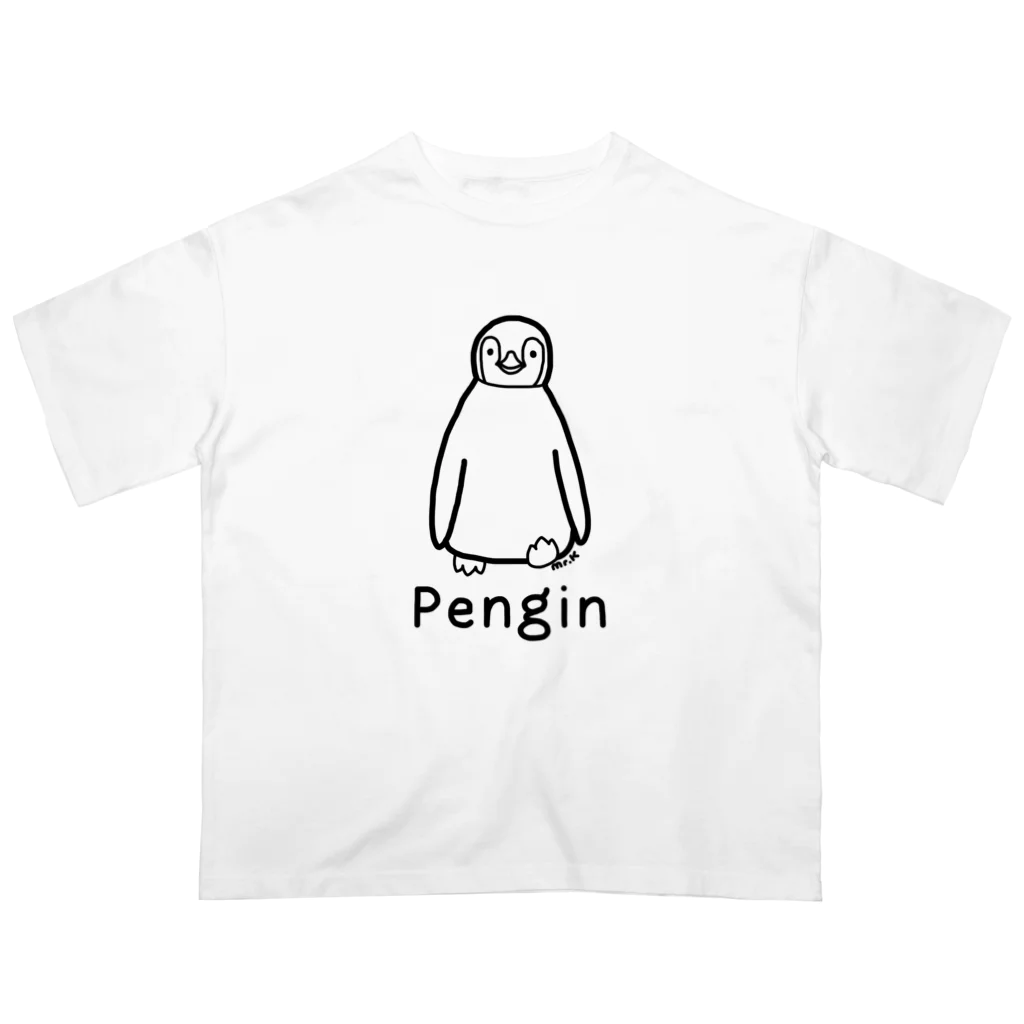 MrKShirtsのPengin (ペンギン) 黒デザイン オーバーサイズTシャツ