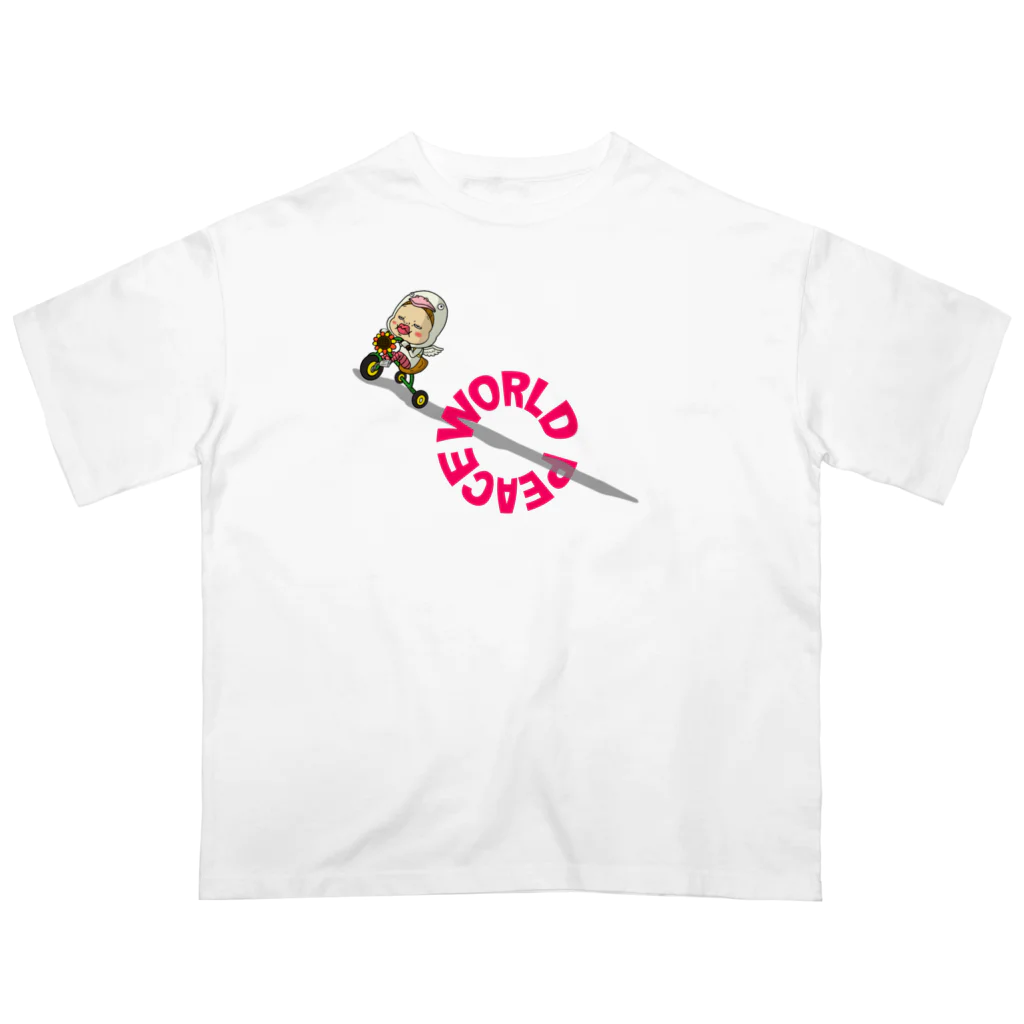 Siderunの館 B2の【バックプリント】世界平和だよ！さげみちゃん（円形文字） Oversized T-Shirt