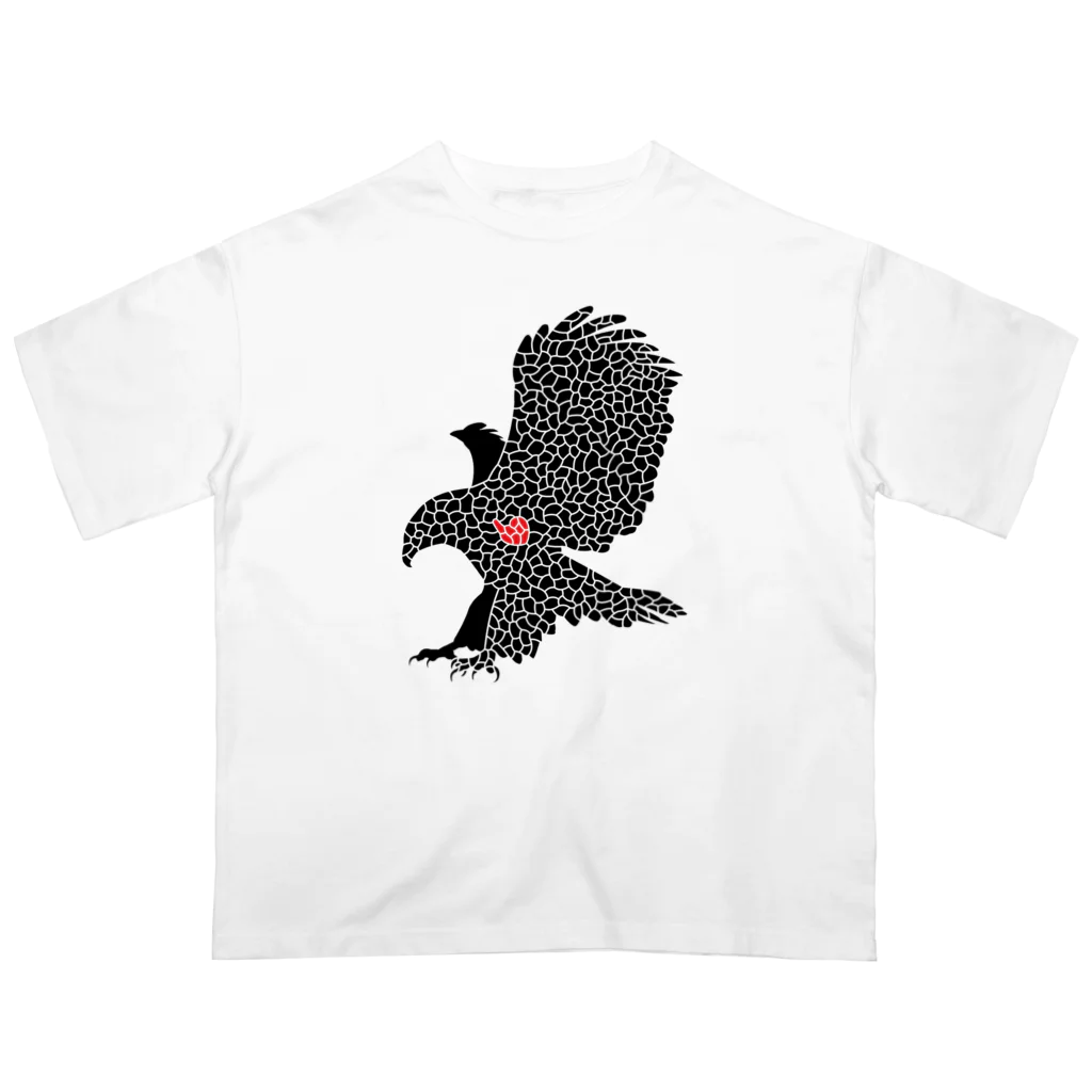 生物＝ケモノのヲ店の『tiles』eagle Oversized T-Shirt