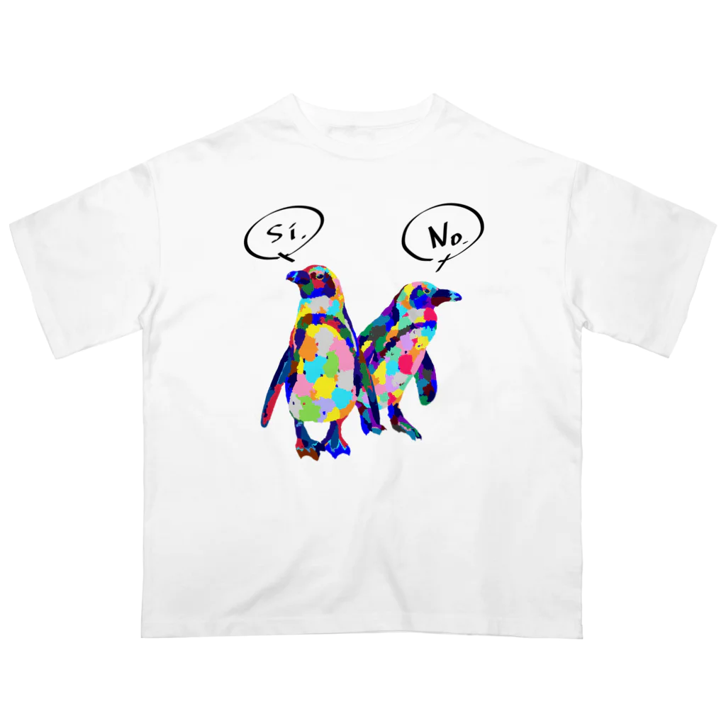 meiroのカラフルなペンギン_黒文字ver Oversized T-Shirt