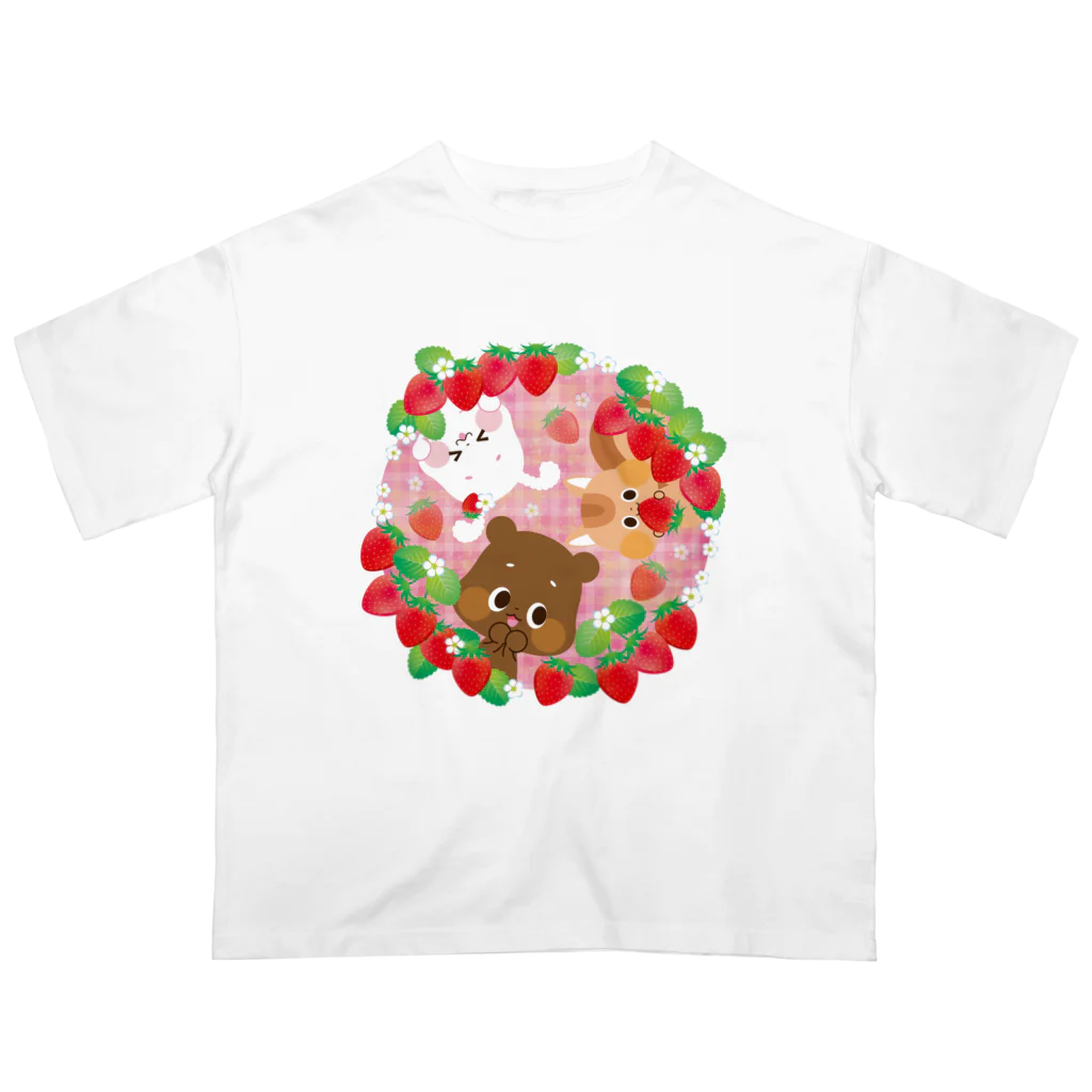 ゆるかわグラデーション＠NonnoDesignLaboのイチゴがいっぱい Oversized T-Shirt
