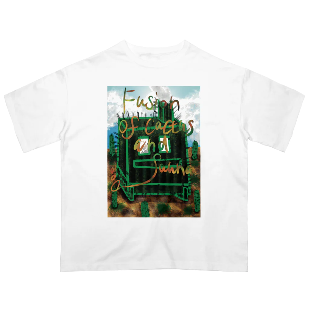 AkironBoy's_Shopのサボテンとサウナの融合 (Fusion of cactns and Sauna) Oversized T-Shirt