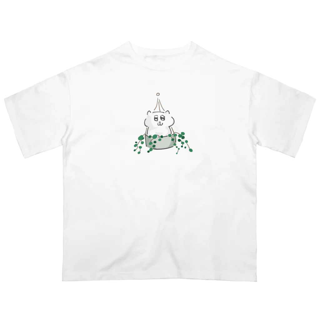 けちゃっぷごはんのお店のワイヤープランツ猫ちゃん オーバーサイズTシャツ