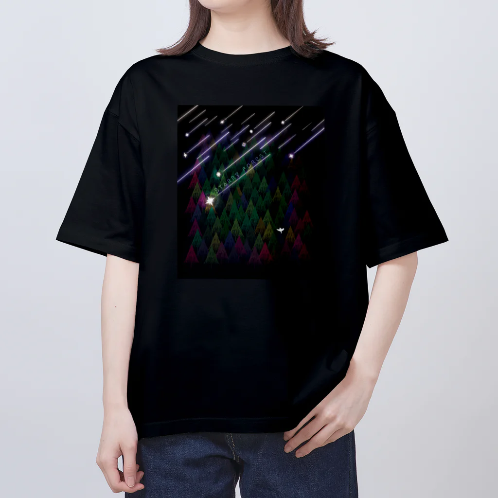 Drecome_Designの星降る森(紫) オーバーサイズTシャツ