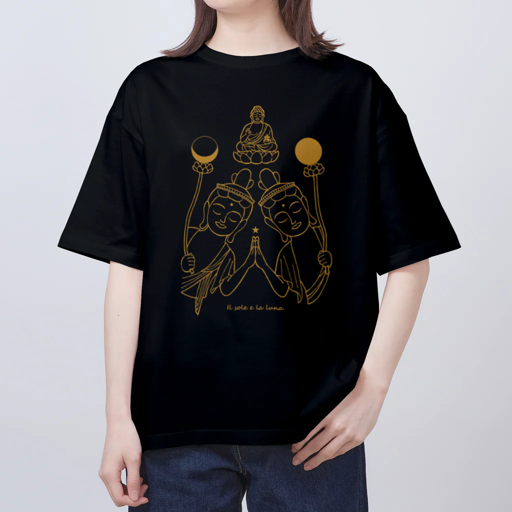 Bo tree teeのThe sun & the moon (beige) Oversized T-Shirt