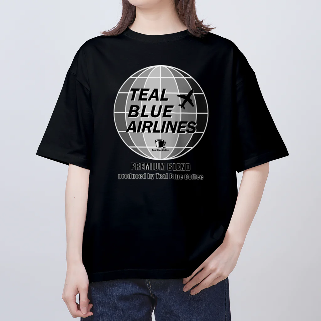 Teal Blue CoffeeのTEAL BLUE AIRLINES - grayscale Ver. - Oversized T-Shirt