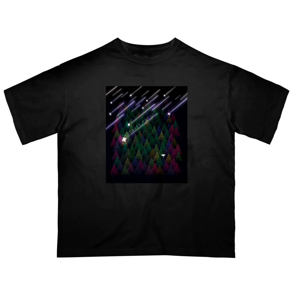 Drecome_Designの星降る森(紫) オーバーサイズTシャツ