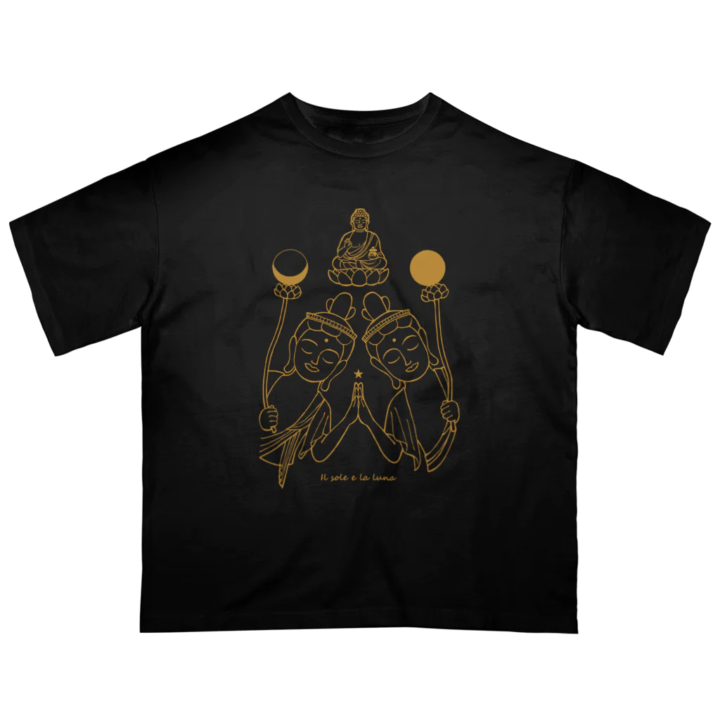 Bo tree teeのThe sun & the moon (beige) オーバーサイズTシャツ