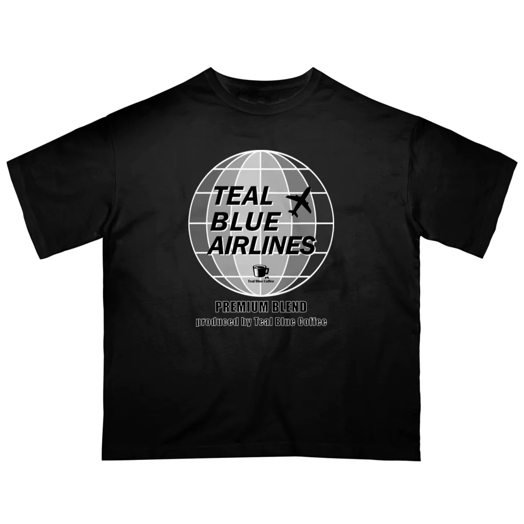 Teal Blue CoffeeのTEAL BLUE AIRLINES - grayscale Ver. - Oversized T-Shirt