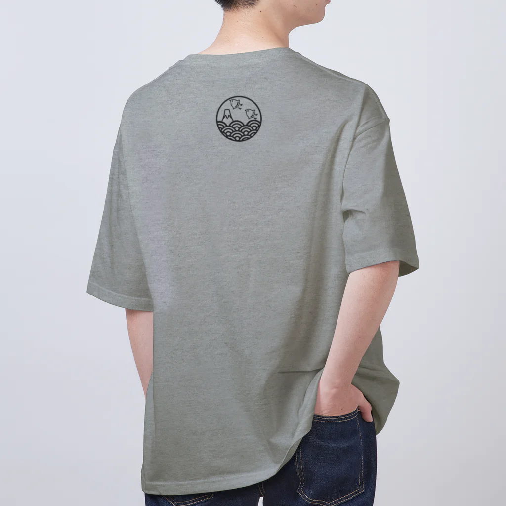 kazeou（風王）の青海波と富士と千鳥(オフブラック) オーバーサイズTシャツ