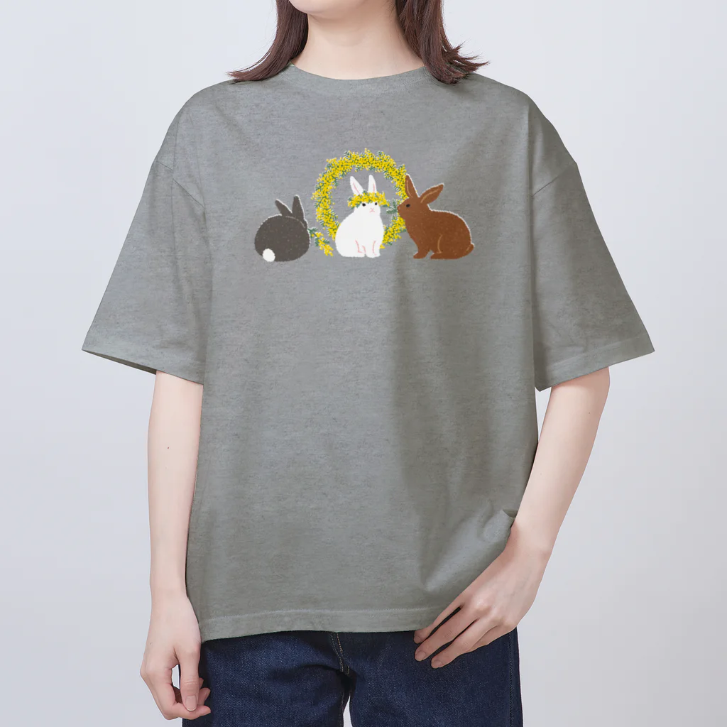 123izmのウサギとミモザ Oversized T-Shirt