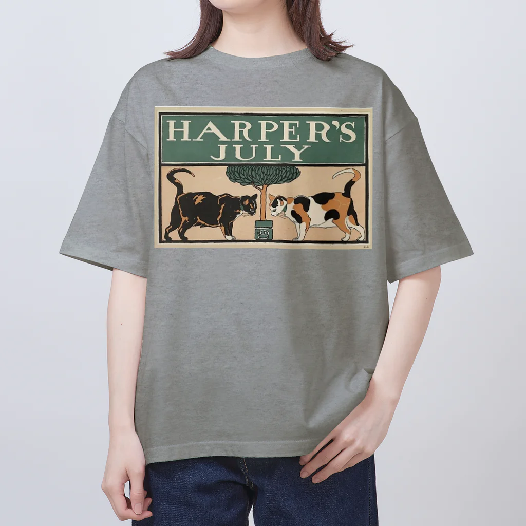 YS VINTAGE WORKSのNY Harper's 1898 ネコ2匹 Oversized T-Shirt