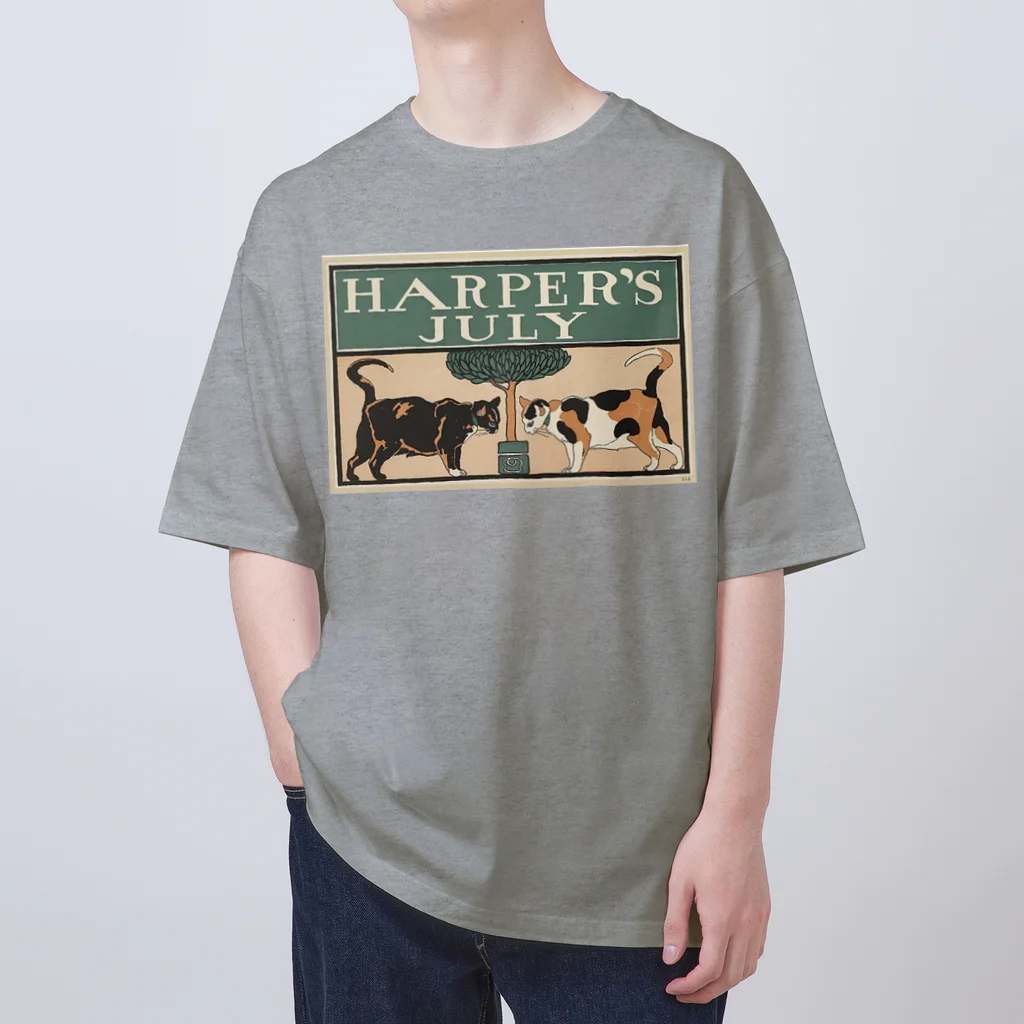 YS VINTAGE WORKSのNY Harper's 1898 ネコ2匹 Oversized T-Shirt