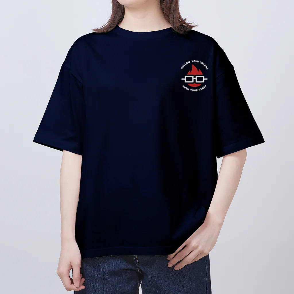 副業の学校（公式）の「Follow your dreams Burn your heart」グッズ（ダーク系カラー） オーバーサイズTシャツ