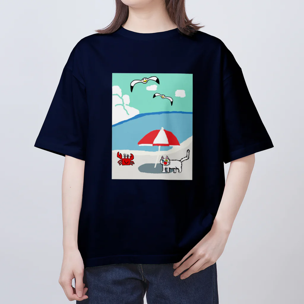 エマメ本舗のオッドアイの白猫エマメちゃんグッズ Oversized T-Shirt