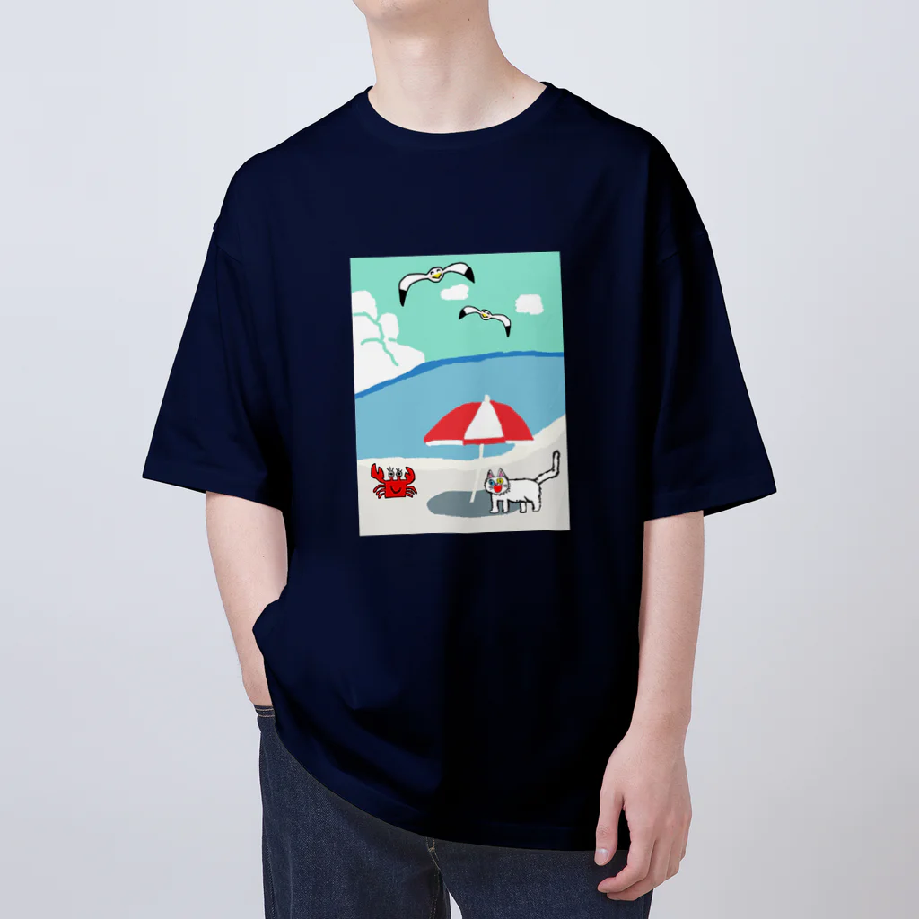 エマメ本舗のオッドアイの白猫エマメちゃんグッズ Oversized T-Shirt