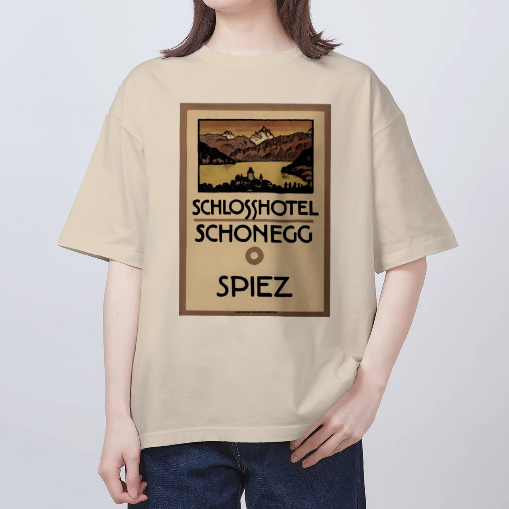 YS VINTAGE WORKSのスイス・ベルン州シュピーツのシャトーホテルの古い広告 オーバーサイズTシャツ