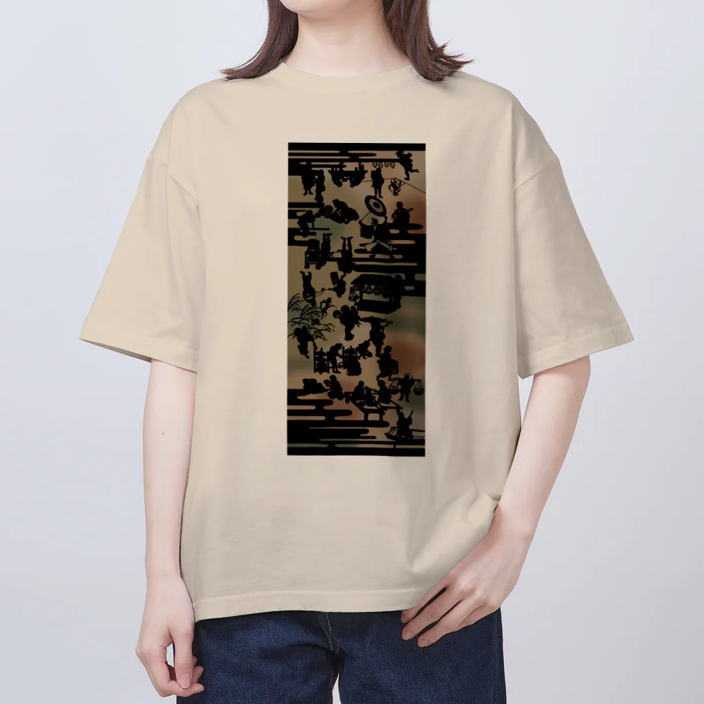 大和屋履物店の影絵両国｜小倉染色図案工房 Oversized T-Shirt