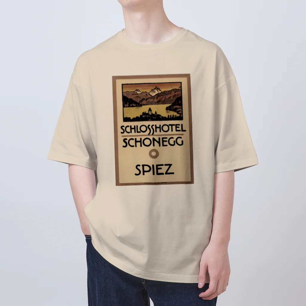 YS VINTAGE WORKSのスイス・ベルン州シュピーツのシャトーホテルの古い広告 オーバーサイズTシャツ