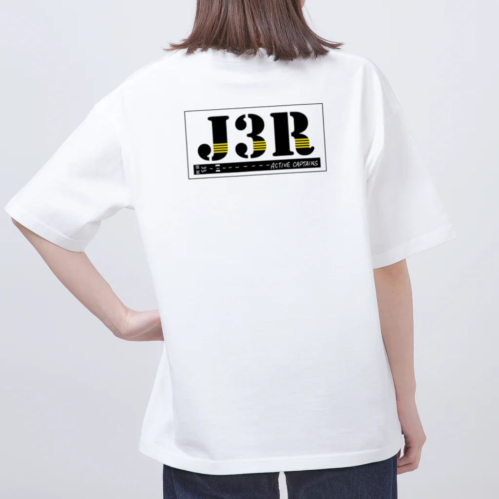 Threefall Japan Aviationの背面ロゴ！【J3Rロゴ（TFJAバージョン:３ｃｈ手書き滑走路） 】 オーバーサイズTシャツ