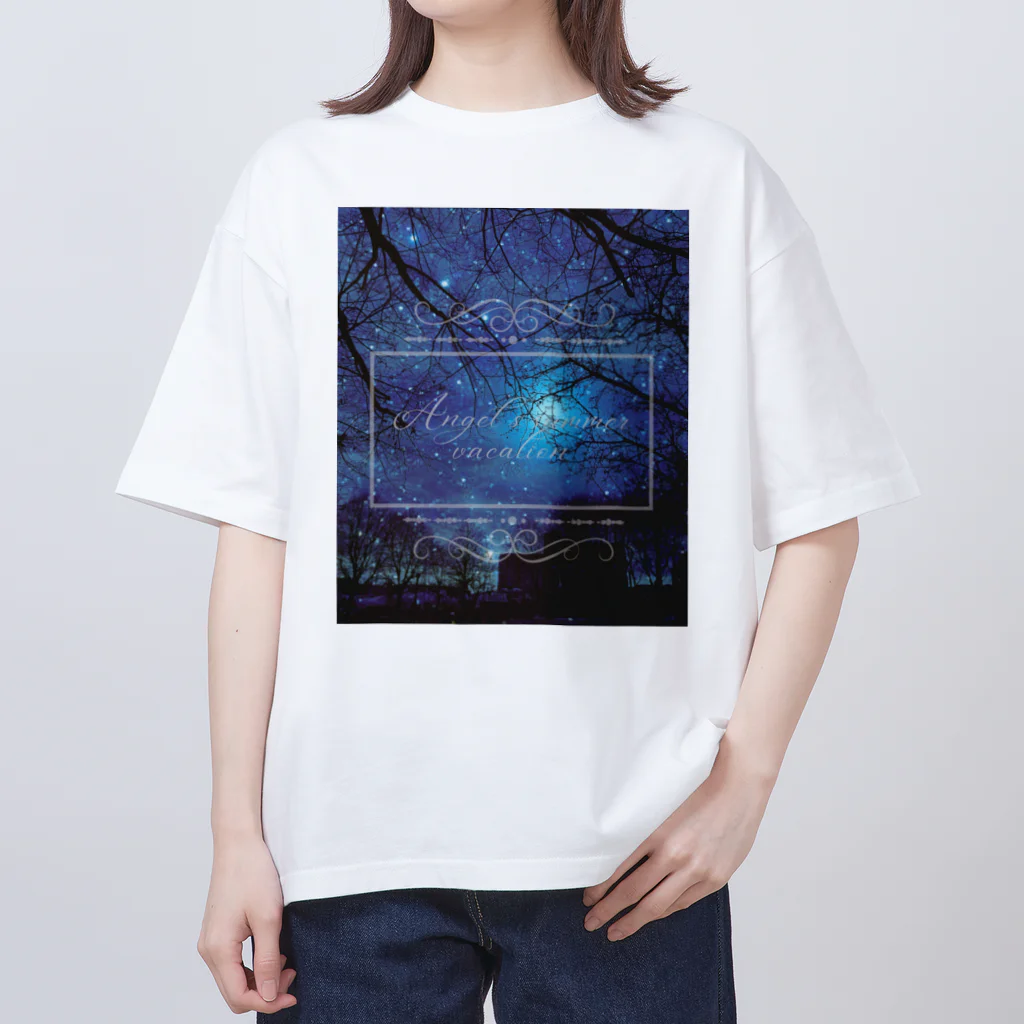 ゆにねこ惑星のପ天使の夏休みଓ夜空旅行 オーバーサイズTシャツ