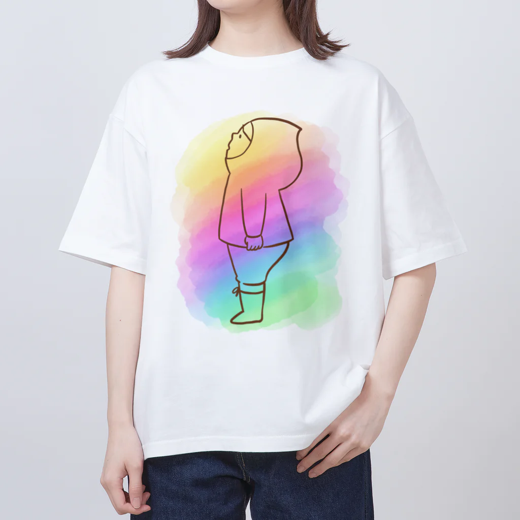 喫茶トラウベのKuribow saw a rainbow Oversized T-Shirt