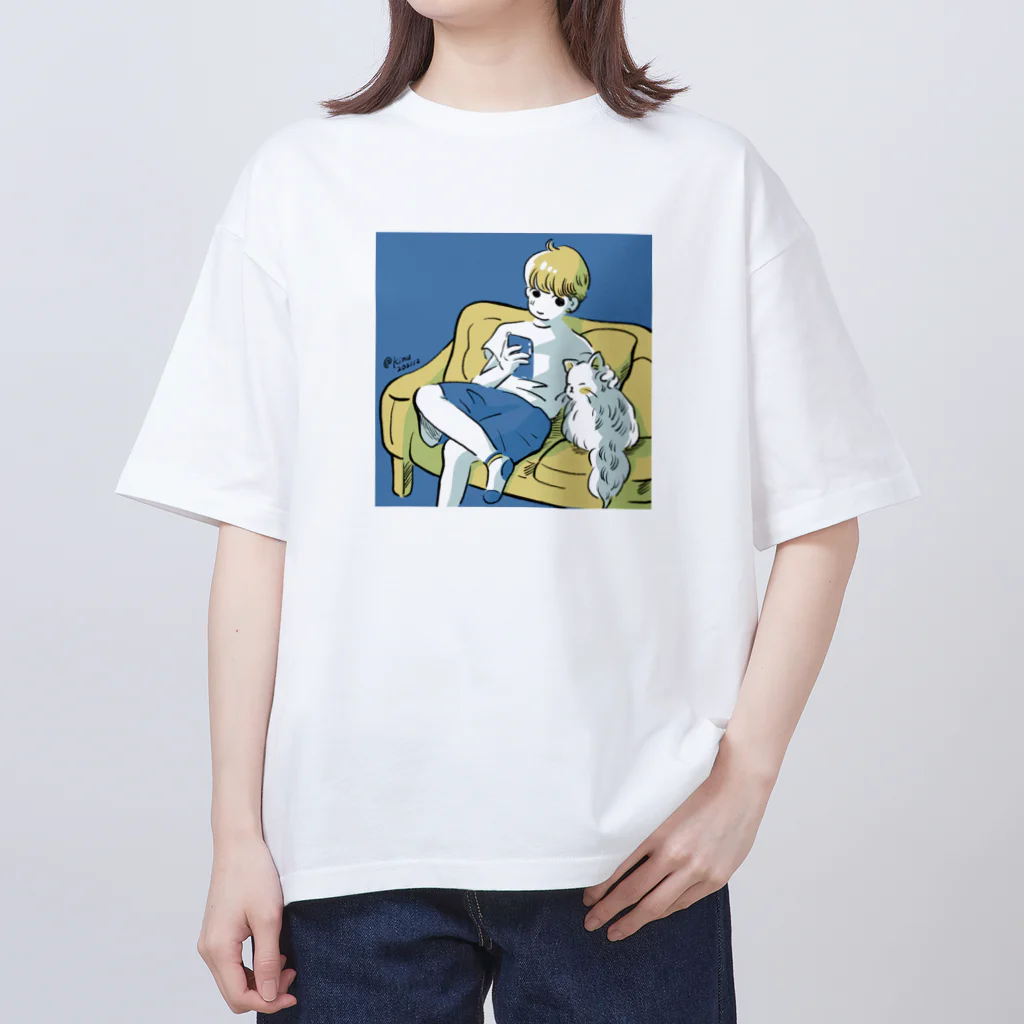 猫のきぬくんのお店の僕と猫 Oversized T-Shirt