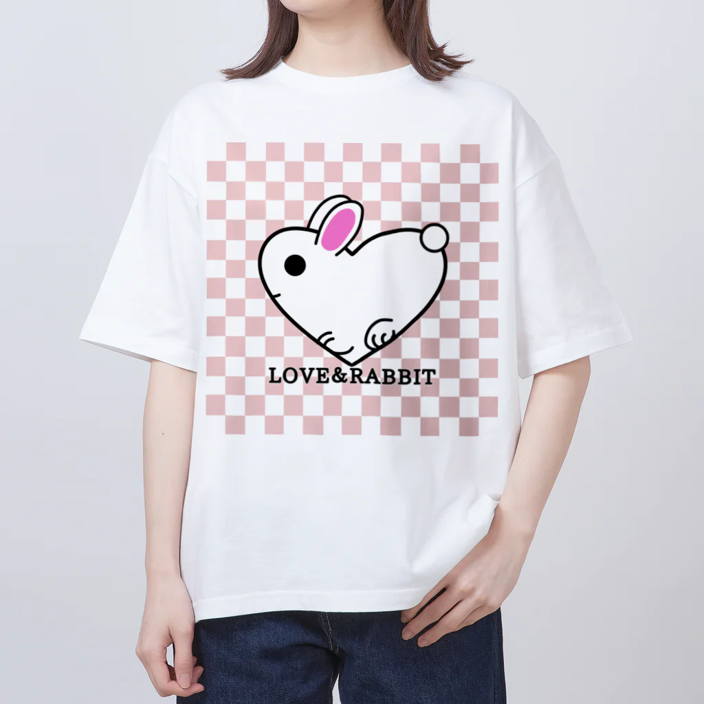 kazeou（風王）のLOVE＆RABBIT(市松)P Oversized T-Shirt