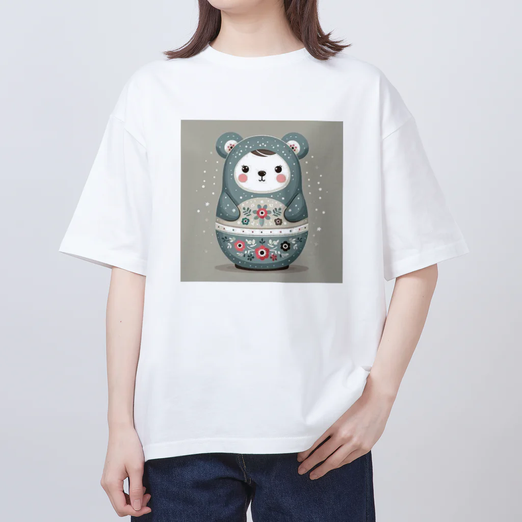 可愛い動物マトリョーシカのクマのマトリョーシカ（グレー） Oversized T-Shirt