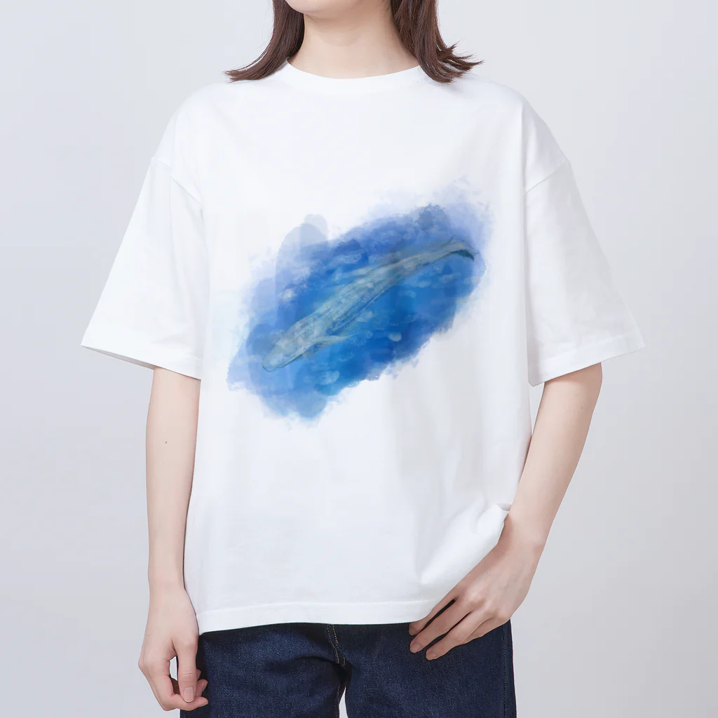 akane_art（茜音工房）のいきものイラスト（シロナガスクジラ） オーバーサイズTシャツ