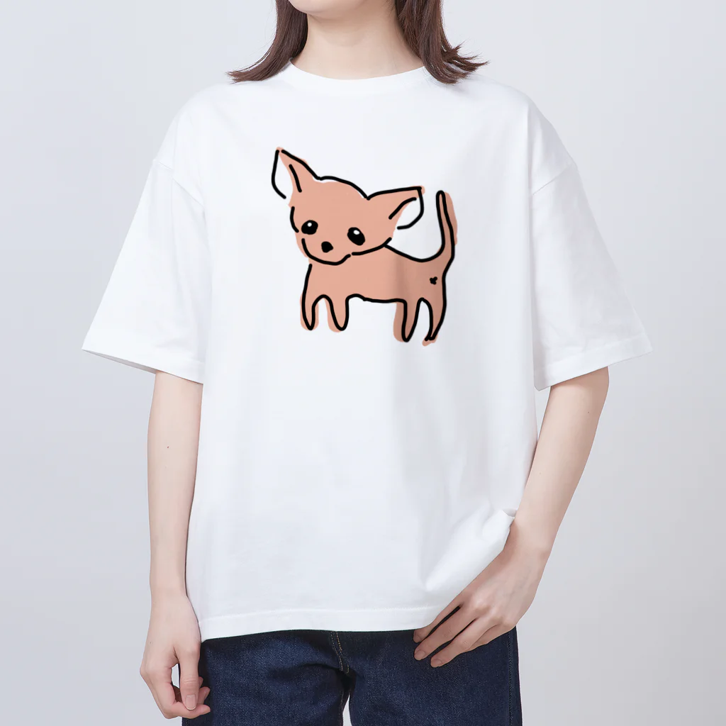 akane_art（茜音工房）のゆるチワワ（オレンジ） オーバーサイズTシャツ