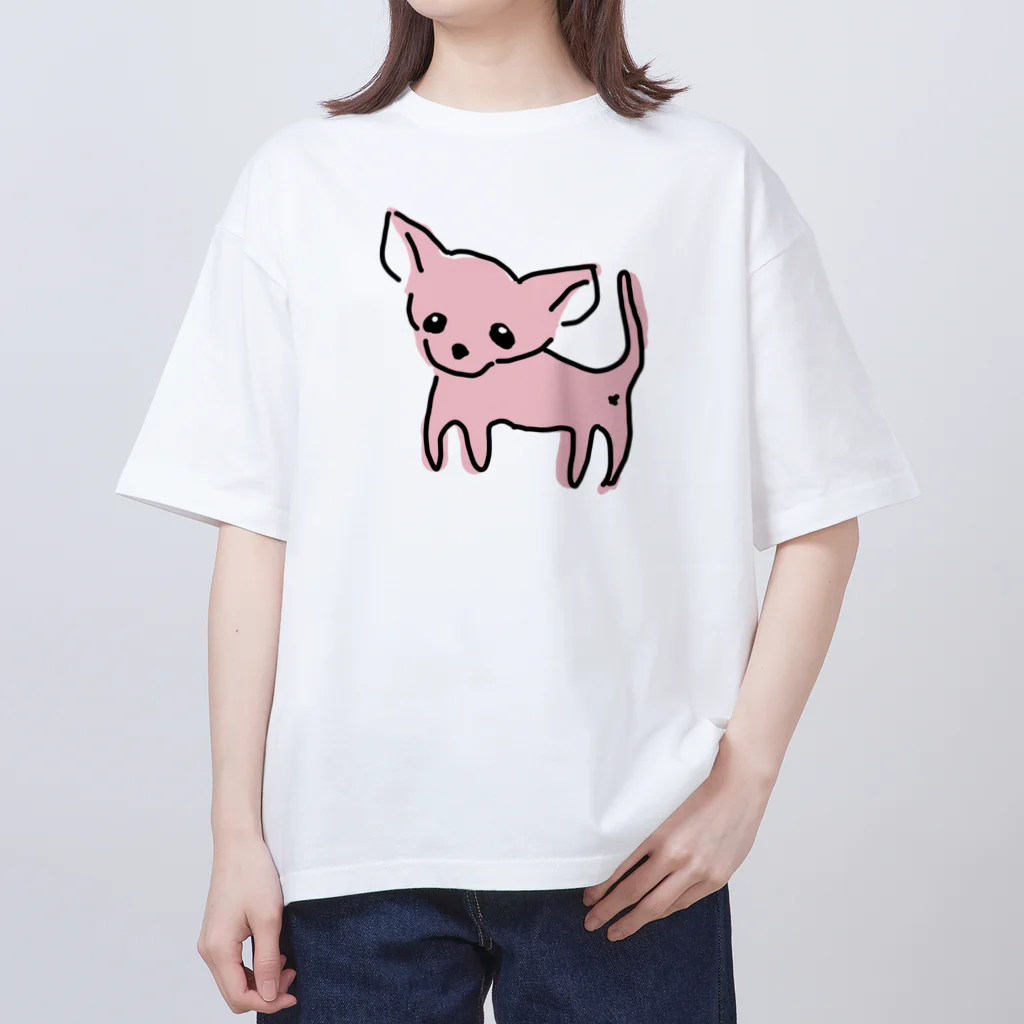 akane_art（茜音工房）のゆるチワワ（ピンク） Oversized T-Shirt